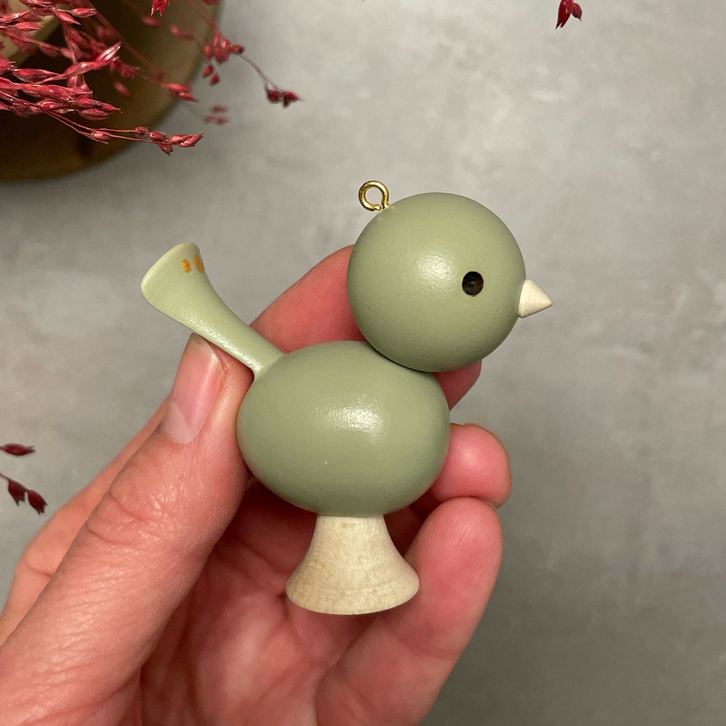 Wooden Bird - OLIVE GREEN